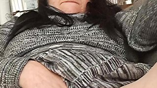 Looking Under the Dress, the Hairy Pussy Is Wet