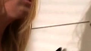 Innocent Busty blonde fingering and toying pussy