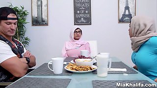 Big Tits arab pornographic stars Mia Khalifa and Julianna Vega screw Big Dick white demon