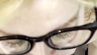 Cock Sucking Mature Slut in Glasses, Pantyhose and Heels POV