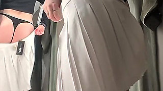 Sweet Busty MILF Changes Clothes and Tries on Different Outfits While Touching Herself