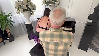 Old Stepdad Oral Sex Ass & Pussy Lick Student 18+ Girl During Piano Lessons