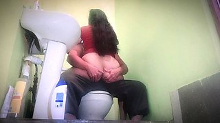 Fucking Fast in the Bathroom with My Wife's Friend Who Is Outside Preparing Dinner