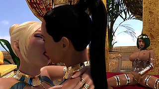 Lesbian futanari threesome adventure animation in Egypt