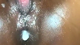 Stimulating My Clit Fucking My Pussy with Monster Dildo Creaming Wet Orgasms