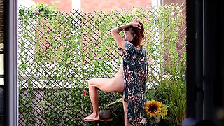 Wild Balcony Sex  Horny Babe Squirts Hard and Swallows Cum Outdoors