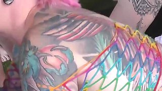 Truly Amazing Bukkake with Inked Babes Piggy and Rosa Part 1