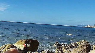 Strangers Caught My Wife Touching and Fucking My Big Cock on a Public Nude Beach - Real Amateur French - Misscreamy