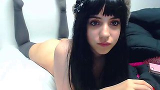 Cute curly brunette solo webcam masturbation