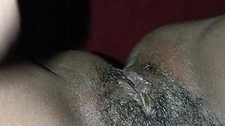 College Ebony Hairy Babe Getting Fucked Raw in Missionery After Home Party