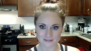 Red head squirt in the kitchen