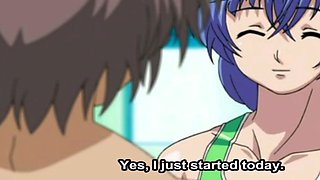 Busty Hentai Slut Seduces Young Boy at Public Pool