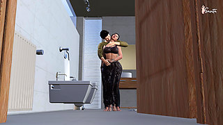 My Friend's Hot Stepmom has Rough Sex with me in the Bathroom