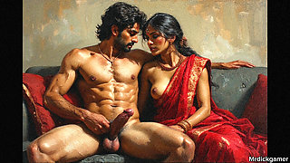 Big cock Indian neighbour marstubating as bhabhi watches and rubs her pussy