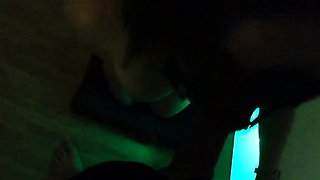 Rough BDSM Deepthroat with a Busty Amateur Teen in Green Lig