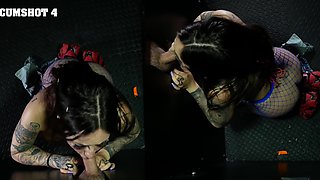 Tattooed russian slut Anna Chambers gets fucked through gloryhole