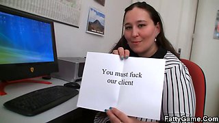 Fat office babe must fuck her client