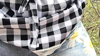 Naughty Maid in the Wood up Close Pisses the Most