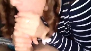 American Blonde Gives Blowjob in Car