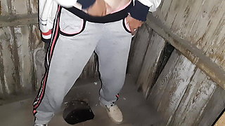I caught my neighbor masturbating in the toilet on the street and I joined her - Lesbian-illusion