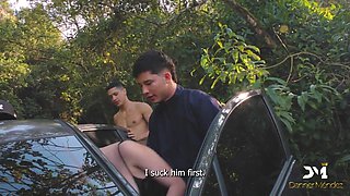 Nymphomaniac fucks her lover and the mechanic on a public-Danner Mendez & Yenifer Chacon