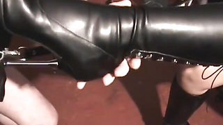 Poor slave gets his cock punished hard