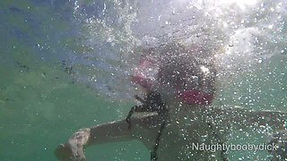 Underwater Exhibitionist German Teen with Big Boobs on the Sea N