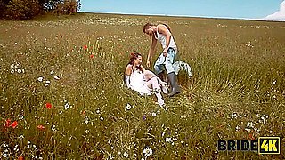 Pretty Brunette Bride Fucks A Horny Shepherd In A Summer Field 17 Min