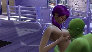 SIMS PIXIE SLUT LETS HORNY OGRE SUCK AND LICK HER SWOLLEN TITS