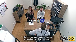 LOAN4K. Family couple came to get a loan and wife decided to fuck with a manager right there