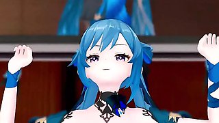 Genshin Impact Keqing Undress Dance and Nude Sex Mmd 3D Blue Hair Color Edit Smixix