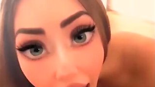 Hot slut with juicy tits does blowjob on video with anime eyes