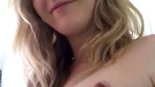 Blonde with Big Boobs Gives Blowjob to Her Dildo on Liv more