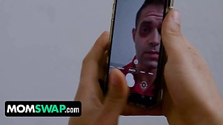 Momswap - 2 hot milfs interchange their boys and stretch their feet to metal out issues between them