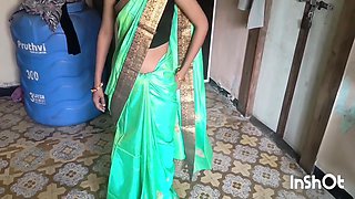 Shivani In Green Saree Getting Ready For Sex
