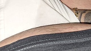 Step mom hand slip under step son pants and handjob his dick