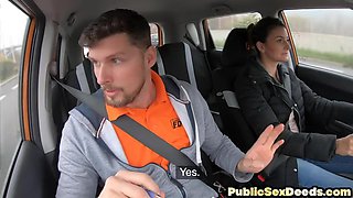 Horny stunning babe doggysmashed in car