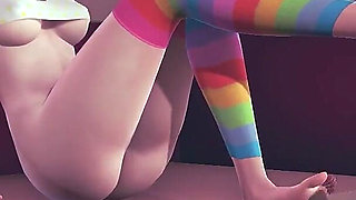 Gamer Girl Masturbates Friends's Cock with Her Feet