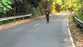 Sexy Fit Redhead Jogger With Big Boobs & a Plump Butt Invited Me To Fuck Her Hard & Creampie Her Cunt