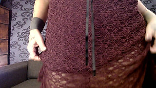 Peach Panties Cameltoe Under Sexy Lace Skirt