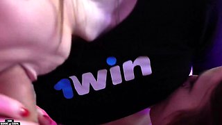 ORGY on sport gym. GROUP SEX! More super-steamy girls,