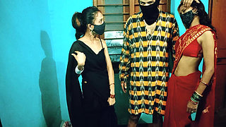 Two Bhabhi Fuck with Naughty Devar for Hard Sex, Bhabhi Teaches Fucking to Virgin Teen Devar