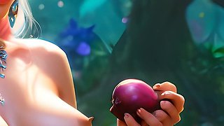 Beautiful Big Breasted Nude Elf Girl with Black Sapote