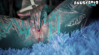 Latex loving Tattooed Girl Squirt filled Asshole Fun Prolapse and Gapes