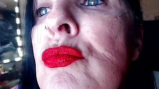 Red Lipstick Application Duck Lips Hot Smoking MILF