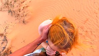 Pov: She Gives Him A Blowjob On A Walk Through The Desert With Lovers In Nature