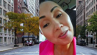 Thai MILF big cock car blowjob in public