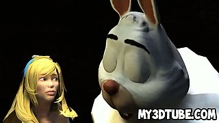 3D cartoon Alice in Wonderland gets licked and fucked