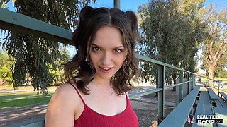 Real Teens - PAWG brunette teen Gracie Gates sucks and fucks outdoors