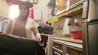 routine hijab arabic muslim in kitchen